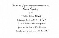Invitation of the grand opening of the Waldo State Bank in 1977