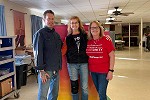 Madonna with Jim and Judy Schiel at the Blood Drive